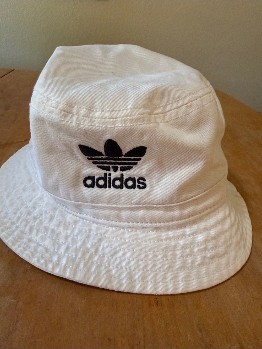 adidas adult Cream Bucket Hat with Black Trefoil Logo